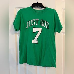 God is Dope “Just God 7” tee shirt Kelly Green with white size Med. SMOKE FREE